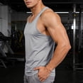thumbnail image 6 of KeShDi Summer Halter Tops for Men Men Solid Color Exercise Close-fitting Round Neck Fitness Short-sleeved Tank Top Gray 2X, 6 of 8
