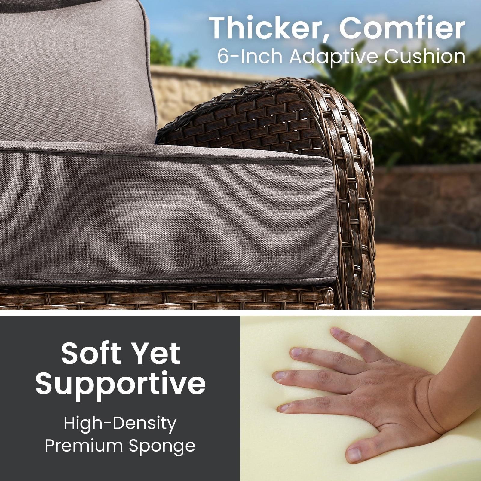 Bellefurn Outdoor Seat Cushions 22 X 24 X 6 inch for Patio Furniture,Outdoor Chair Cushions Outdoor Deep Seat Cushion with Water Resistant & Removable Cover Patio Cushions for Wicker Chair,Sofa,Couch