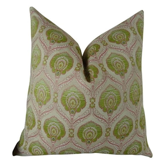 Tulip Handmade Throw Pillow - Pink & Green - 22 x 22 in.