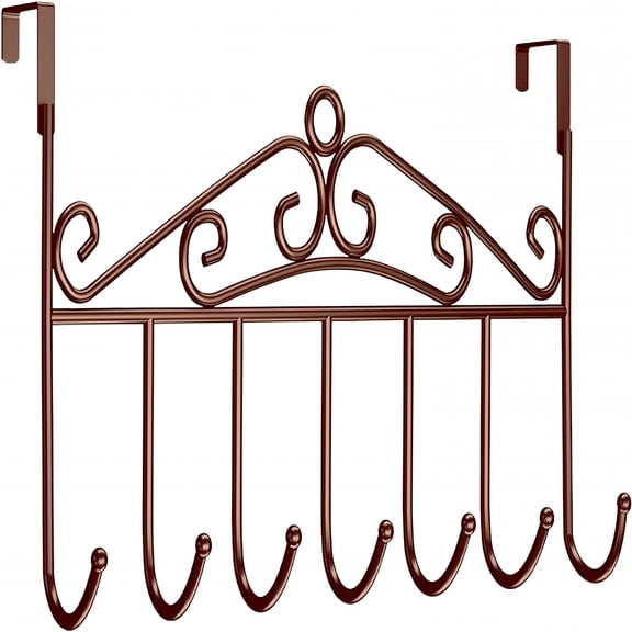 LAMIRO Over Door Hooks,Over Door Hanger Without Drilling,Over Door Coat Rack,Over Door Towel Rack with 7 Hooks for Hanging Coats,Towels,Clothes,for Bedroom,Living Room,Bathroom,Bronze