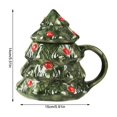 thumbnail image 3 of Christmas Tree Ceramic Mug 11oz, Holiday Themed Coffee Cup with Ergonomic Handle for Hot Cocoa & Home Decor, 3 of 6