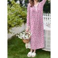 thumbnail image 4 of Avidlove Women's Long Sleeve Nightgown Floral Print Long Sleepshirts Henley Sleep Dress Full Length Sleepwear, 4 of 5