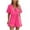 *Hot Pink, variant on Women's Wrap V-Neck Drawstring Romper , Ladies' Ruffle Short Sleeve Jumpsuit , Casual Summer Playsuit For Women,Black,S-3XL