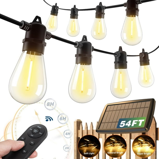 Cadena de luces solares Addlon, control remoto impermeable para exteriores de 16,5 m