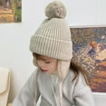 thumbnail image 3 of Winter Thick Baby Hat Big Pompom Beanie with Earflap Wool Plush Children Knitted Cap for Girls Boys Warm Kids Accessories 2-8T (White,2-8T), 3 of 7