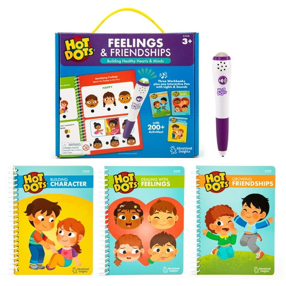 Educational Insights Hot Dots Feelings & Friendships, Spiral-Bound Social Emotional Learning Workbooks with Interactive Pen, Ages 3 