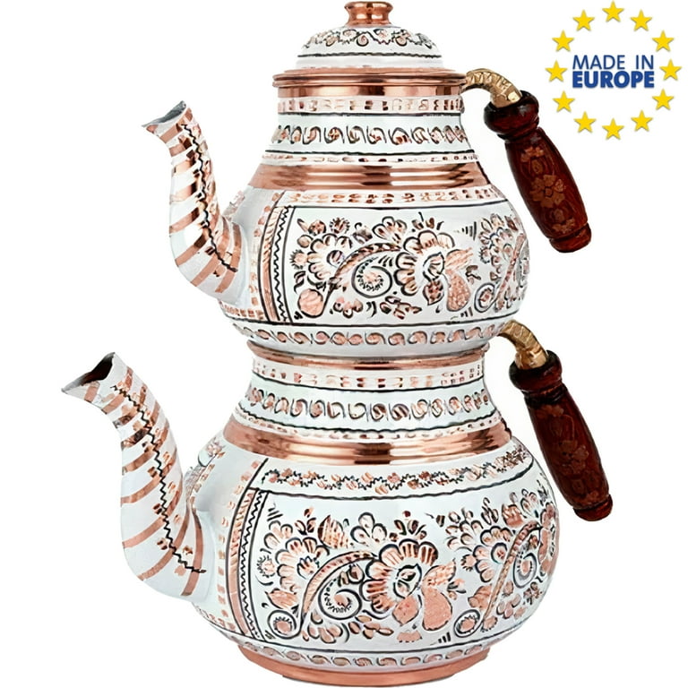Handmade Copper Turkish Tea Pots, Tin Plated Inside Thickest