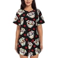 thumbnail image 1 of Fotbe PUG Conjunto de Pijama Estampado para Mujer, 2 Piezas, Ropa de Dormir con Camiseta de Manga Corta y Shorts Suaves-X-Large, 1 of 6