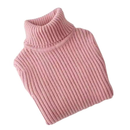 

Journey Kid s Winter Sweater for Boy Girl Knitted High Collar Turtleneck Pullover Tops(Pink 100cm)