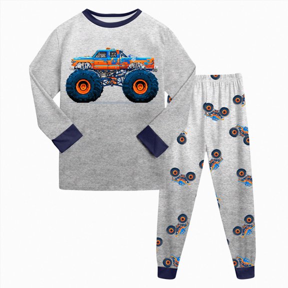 Xudanell Toddler Pajamas Boys Glow in The Dark Skeleton Candy Pjs Dinosaur Sleepwear Kids Halloween Clothes Grey for Size 5-6 Years