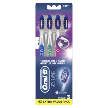 Oral-B Pro-Flex Stain Eraser Manual Toothbrush, Soft, 4