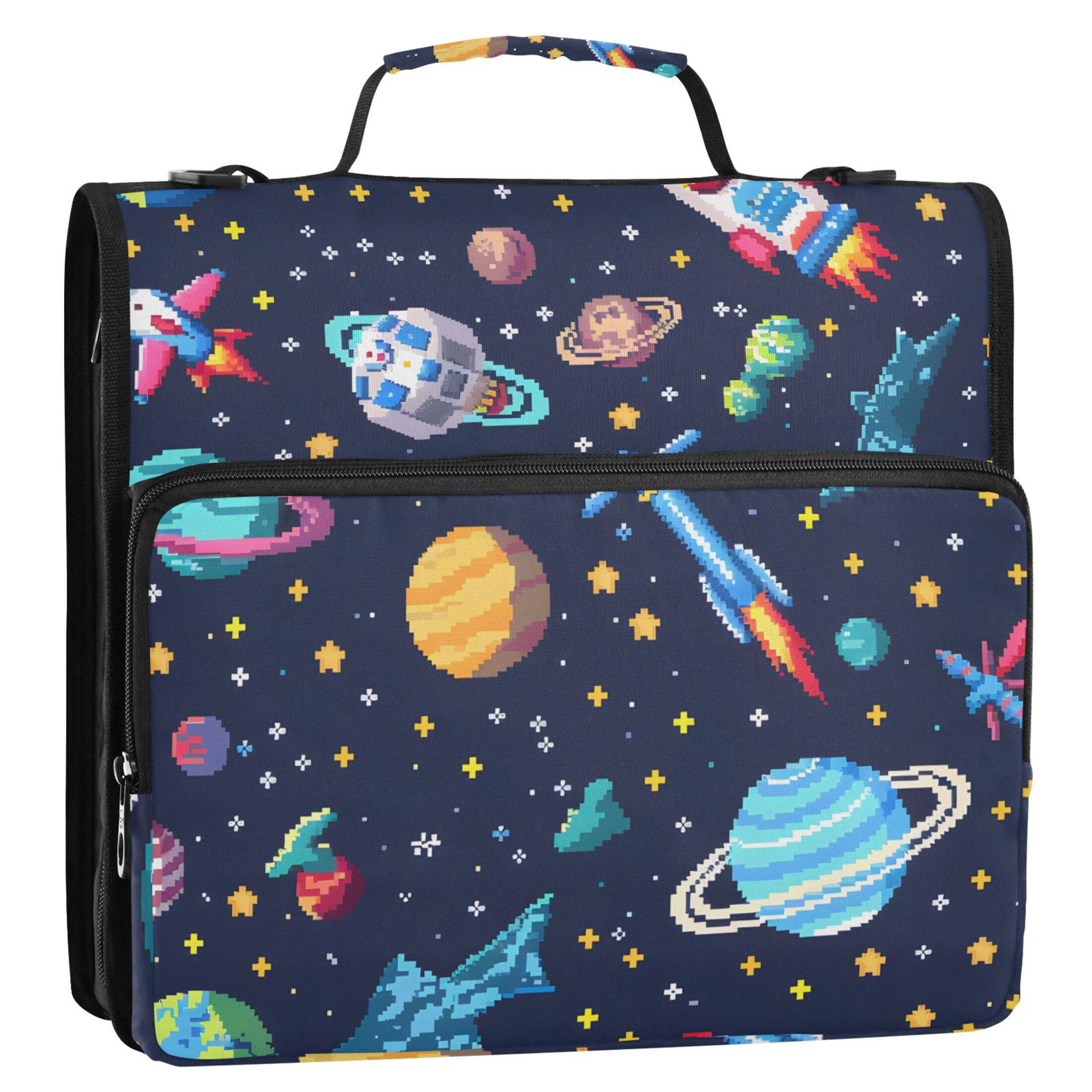 ALAZA Zipper Binder Space Stars Planet 3 Ring Trapper Keeper File Folder Organizer Bag