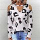 thumbnail image 2 of Blusa de manga larga con estampado hueco para mujer, informal, holgada, con hombros descubiertos, para el trabajo, 2 of 5