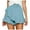 Blue, variant on Women's Skate Skirt Mini Wrap Beach Shorts - High Waist Ruffled Linen Shorts, Elastic Waist for Casual/Swimming/Streetwear, Pair with Crop Tops/Tees