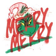 Mens Dr. Seuss The Grinch Merry Graffiti Graphic T-Shirt
