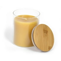 BeeTheLight Beeswax Jar Candle with Bamboo Lid - Smokeless Unscented Candle - 52 Hours Burn Time - All Natural 100% Pure Beeswax Candle - Handmade Decorative Jar Candle