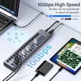 thumbnail image 3 of Powered USB 3.1 Hub, 16 Ports USB 3.1 Hub with 10Gbps Data Speed,Aluminum Housing, USB Hub Powered with 90W Power Adapter, USB Hub for PC/Laptop, Computer, Flash Drive, Printer, Camera, 3 of 7