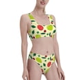 thumbnail image 4 of High Waisted Bikini Sets For Women, Cute Teal Pear Red Fruit Swimsuits Tummy Control, Two Pieces Bathing Suit, 4 of 8