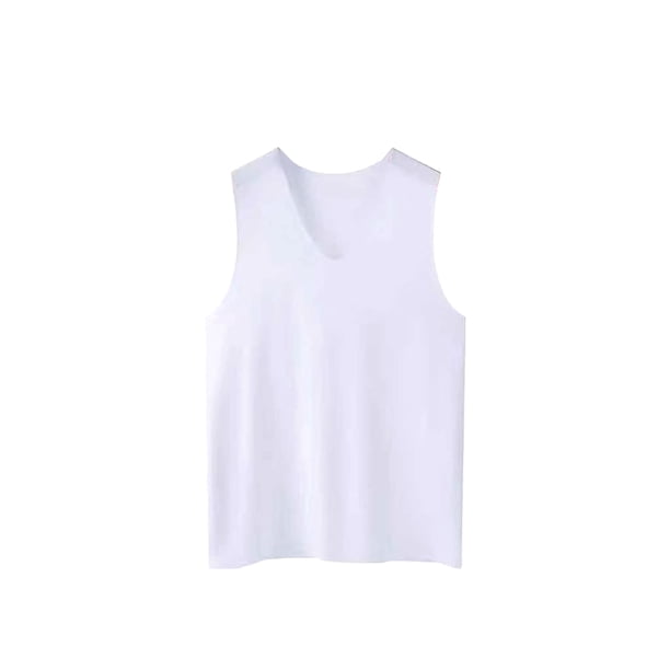 Minnieouse Ropa interior sin mangas para hombre, chaleco deportivo ajustado a la moda para hombre, cómodo para la piel, muchos colores, Fitness debajo de Camisetas Blanco XL 115-125 Libras Minnieouse AP013342-02