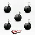 thumbnail image 2 of 2-3/8 Inch Chair Casters Nylon Hood Twin Wheel 7/16” Grip Ring Stem Set of 5 SCC, 2 of 2