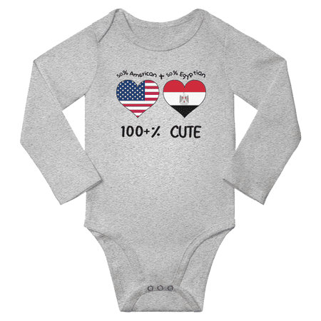

50% American + 50% Egyptian = 100+% Cute Baby Long Slevve Bodysuits (Gray 3-6 Months)
