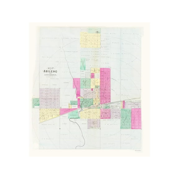 Historic City Map - Abilene Kansas - Everts 1887 - 23.00 x 25.64 - Vintage Wall Art