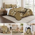 thumbnail image 6 of Quilts Full Size Bedding Set, Plum Blossom Lightweight Quilted Comforter, Vintage Zen Flower Tree Branch Brown Floral Soft Reversible Bedspread Coverlet with Pillow Covers for All Season, 78" x 90", 6 of 9