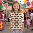thumbnail image 2 of LRen Girls Long Sleeve Shirts Striped Crew Neck 3/4 Sleeve Tops for Kid Summer Casual Loose Fit Tee Valentines Day Classroom Gifts, 2 of 6