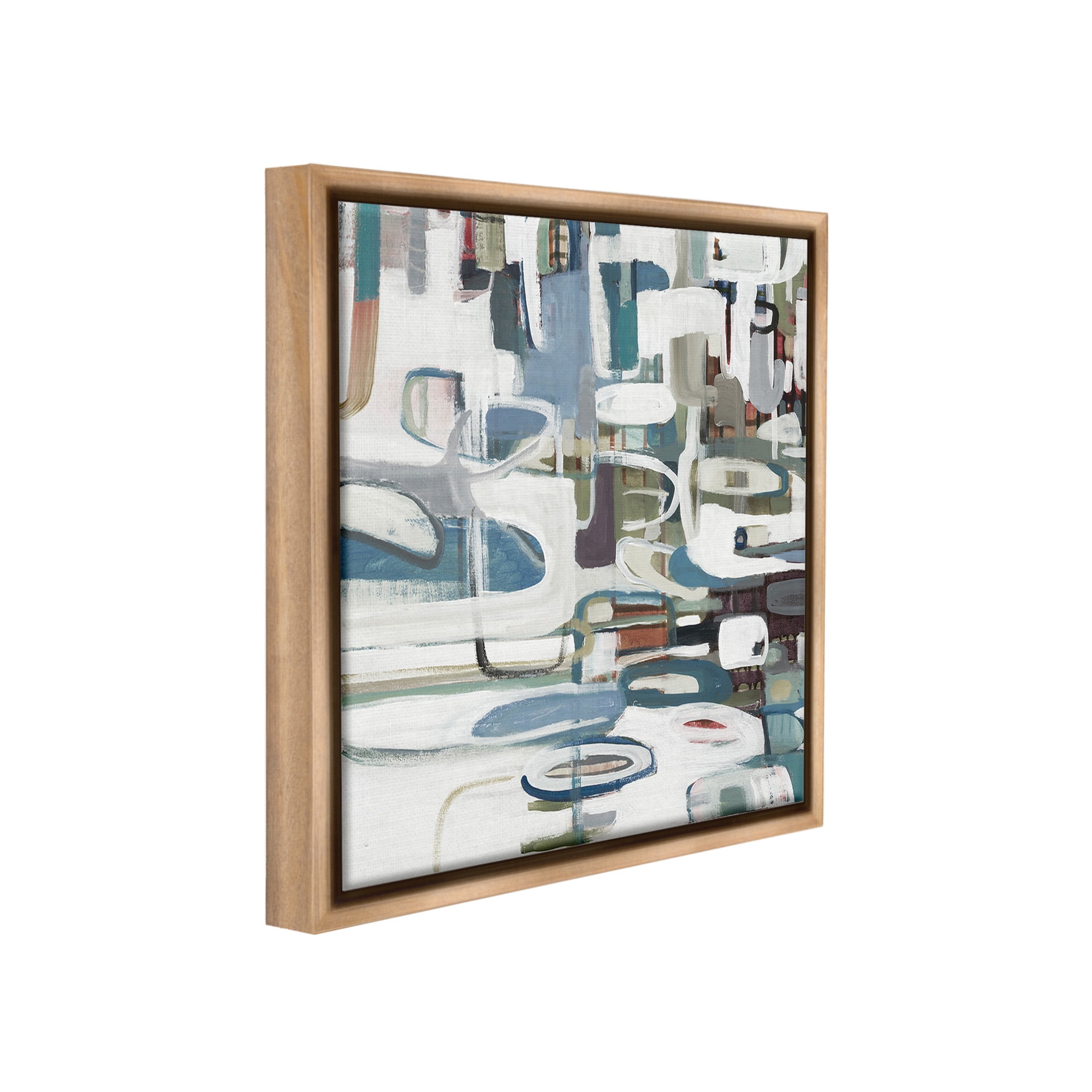 Stupell Industries Abstract Geometric Forms Abstract Painting Brown Floater Framed Canvas Art Print Wall Art, 25 x 25