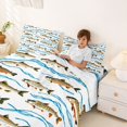 thumbnail image 3 of Castle Fairy Flat Cartoon Trout Wave Queen Sheets 4 Pieces,Stream Fish Outdoors Seamless Print Queen Sheet Sets,Brown Sky,1 Fitted Sheet,1 Flat Sheet and 2 Pillowcases, 3 of 6