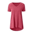 thumbnail image 3 of SDNall Womens Summer Solid V Neck Loose Short Sleeve Tops T-shirt Blouse, 3 of 9
