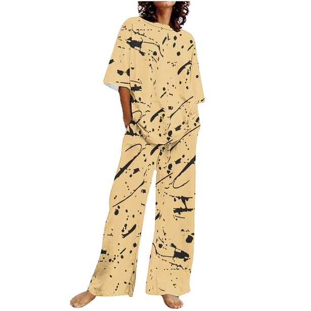 Conjunto Corto para las Mujeres Color Sólido Casual sin Mangas Y Pantalones Cuello Redondo de Dos Piezas