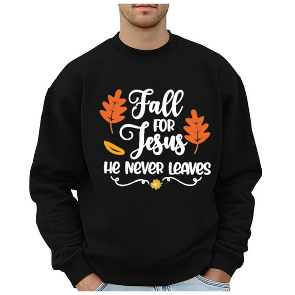 Mens Pullover Tops Thanksgivingplus Size Fashion Holiday Logo Print Hop Oversized Mens Sweaters,Black,L