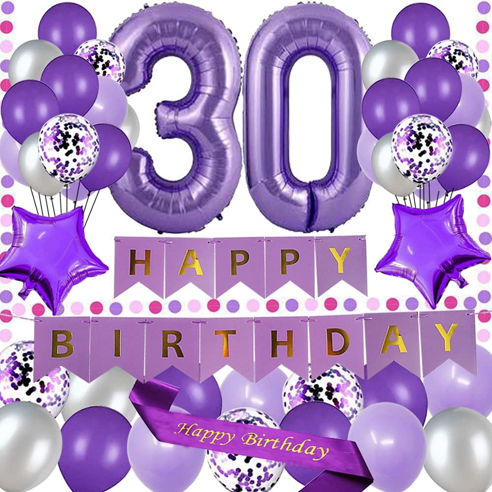 Number 30 Glittery Light Purple Pack of 10 30th Birthday Cupcake Toppers 