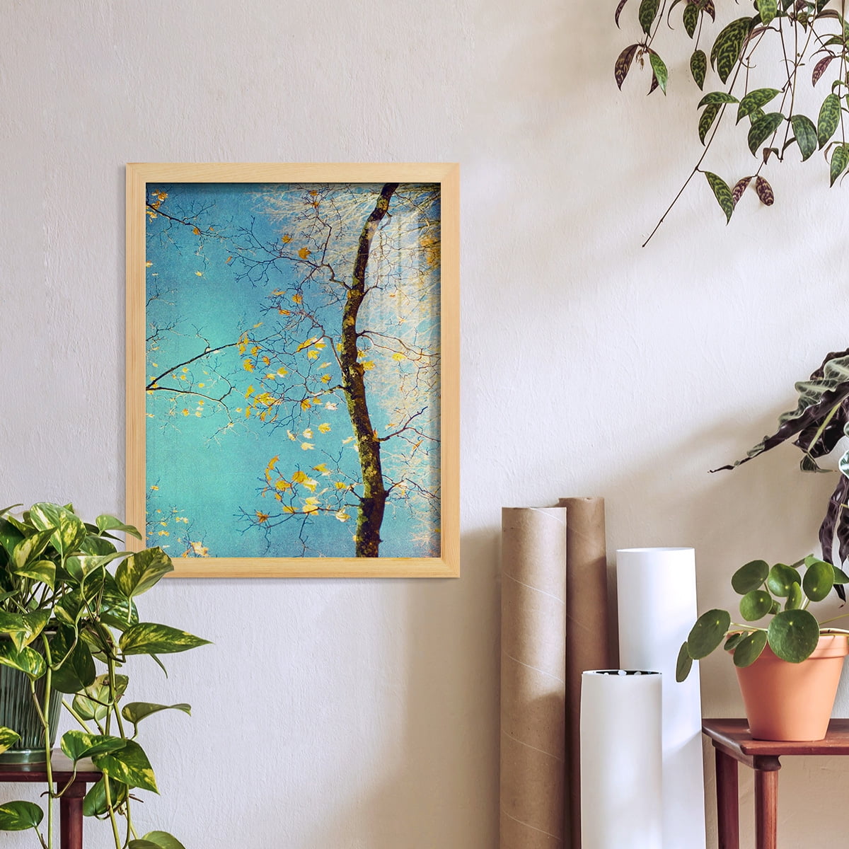 Autumn Tapestry III -Framed Print w/glass-Natural Wood