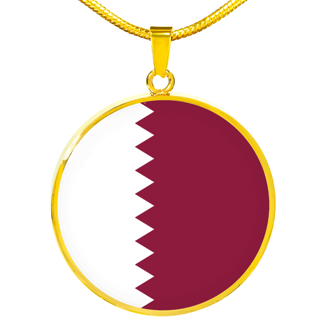 Pendentif Collier Drapeau du Qatar en Acier Inoxydable Ou or 18 Carats 18-22"
