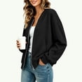 thumbnail image 5 of Chiccall Women's Full Zip Bomber Sweatshirt Jacket Thumb Hole Cuffs Oversized Long Sleeve V Neck Loose Casual Coat with Side Pockets, 5 of 6