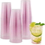 10 oz Purple Plastic Cups, 100 Pack Party Glasses Tumblers, Heavy Duty Purple Glitter Disposable Cups for Wedding, Thanksgiving, Christmas, Halloween