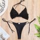 thumbnail image 2 of Traje de baño bikini con cuentas (negro, m busto 80 - 88 cm) Bikini para mujer con banda marina Triángulo brasileño sexy Traje de baño de encaje con espalda desnuda para mujer, 2 of 5