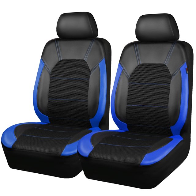 CAR PASS Fundas universales de cuero para dos asientos delanteros Fundas de asientos deportivos que se adaptan a la mayoría de los automóviles, SUV, camionetas y furgonetas, compatibles con airbag (ne