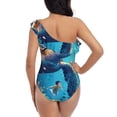 thumbnail image 5 of Cauagu Colorful Underwater Plant Turtle Print Women's Sexy One Piece Swimsuits One Shoulder Ruffle Tummy Control Bathing Suit Slimming Swimwear-Medium, 5 of 6