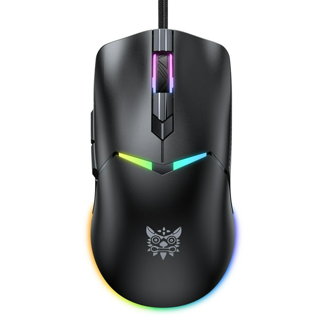 ONIKUMA CW929 Souris de Jeu Optique Filaire avec 7 Effets d'Éclairage RVB, 5 DPI Réglables (400-6400), 6 Boutons Programmables, Conception Ergonomique pour une Prise en Main Confortable, Compatible avec Windows, Vista, Linux