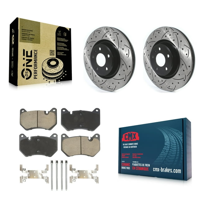 Transit Auto Front Coated Drilled Slotted Disc Brake Rotors and Ceramic Pads Kit for Car Audi Q5 Sportback KDC-101090