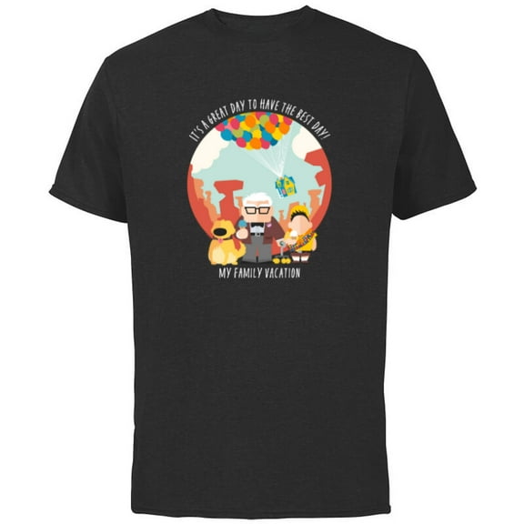 Disney and Pixar’s Up Best Day Trip My Family Vacation - Short Sleeve Cotton T-Shirt for Adults - Customized-Black