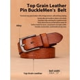 thumbnail image 2 of Catelles Men's Casual Business Camel Leather Belt, Crocodile Pattern Metal Pin Buckle with Hole Puncher, Gift Box Set&For waist 46 in Width 1.5 in(3.8cm), 2 of 9