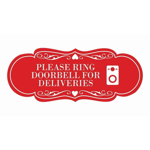 Signs ByLITA Designer Please Ring Doorbell for Deliveries Sign (Red) - Large