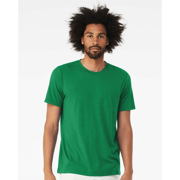 Bella Canvas Mens Crewneck Triblend Short Sleeve Tee, XS, Solid Kelly Triblend