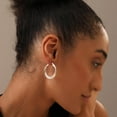 thumbnail image 3 of LeCalla 925 Sterling Silver Jewelry Three-Tone Intertwining Oval & Round Shape Polished Hoop Earrings for Women and Teen 33MM, 3 of 8