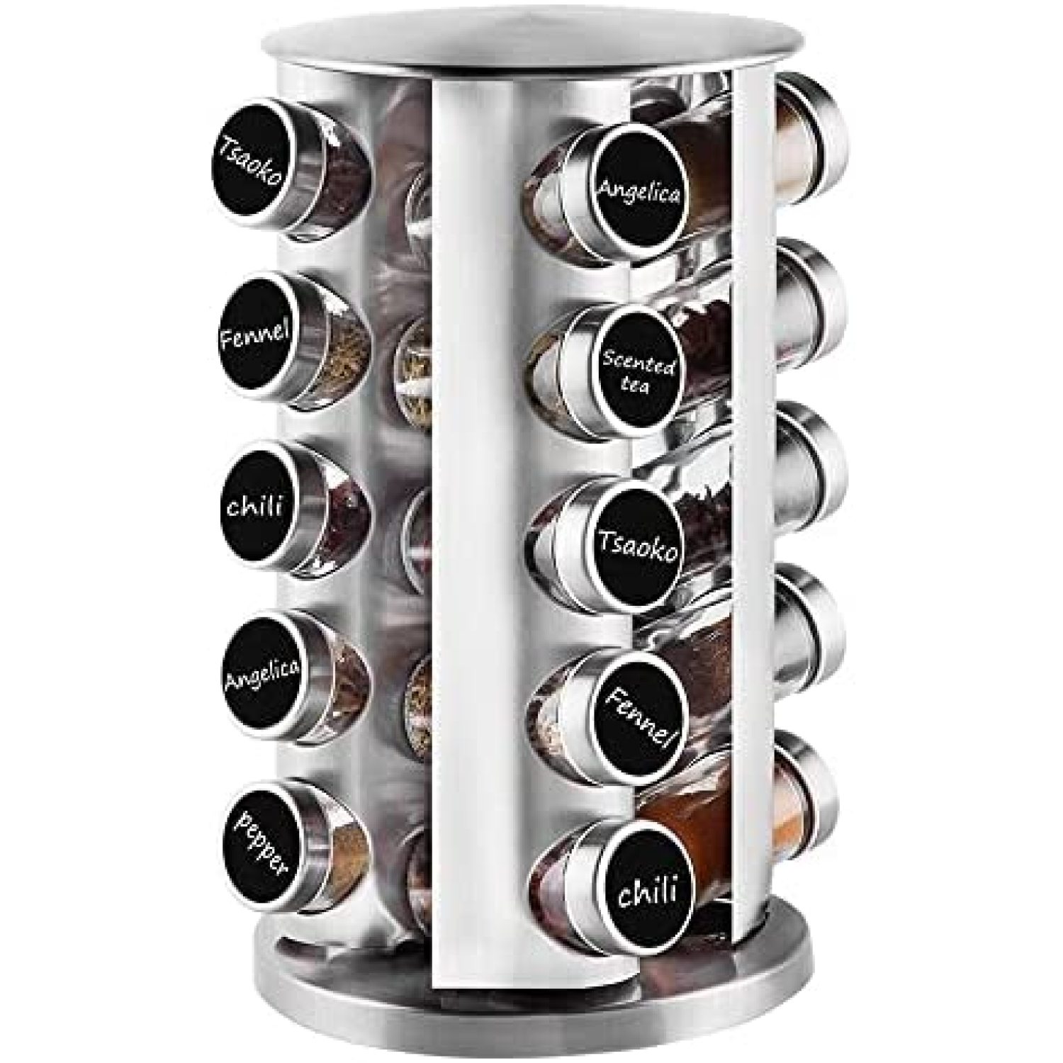 Countertop Revolving Spice Rack, 20Jars Stainless Steel Spice Rack