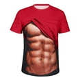 thumbnail image 4 of Men's 3D Fake Abs Printed T-Shirts Funny Graphic T-Shirts Casual Short Sleeve Crew Neck Summer Tops Slim Fit Muscle T-Shirts, 4 of 5